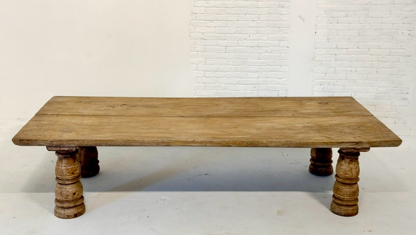 Carved Legs Coffee Table – Rustic Wood Coffee Table with Carved Legs W191 x D90 x H44 cm - RIVO HOMES