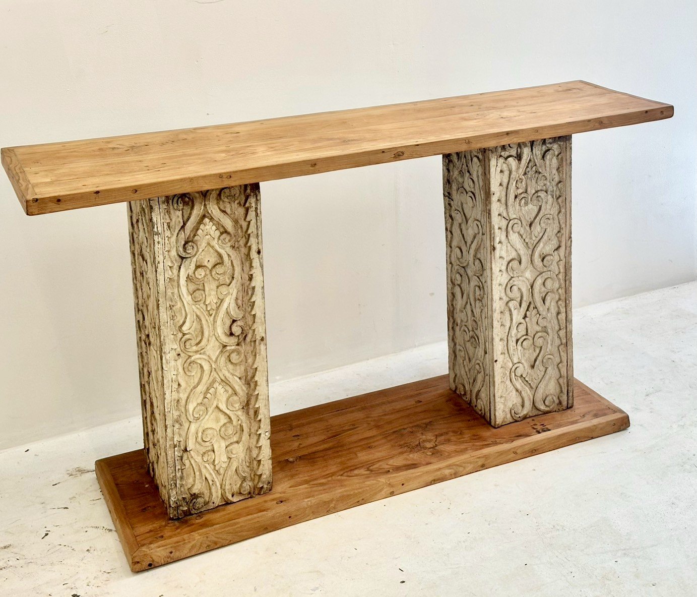carved legs console table