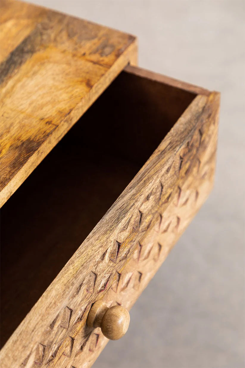 carved mango bedside table