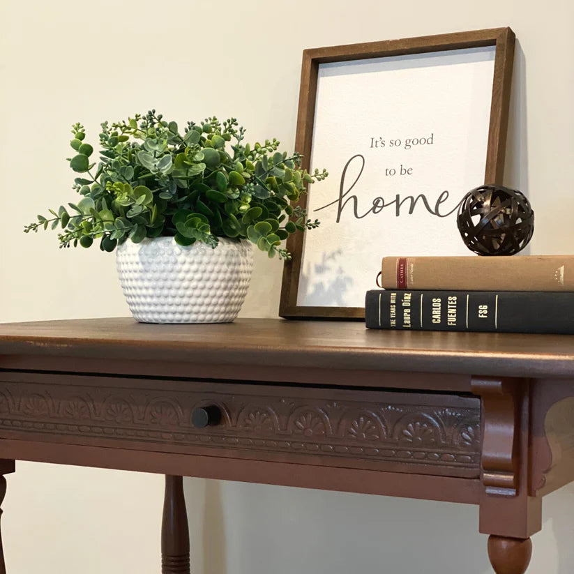 carved mango wood side table