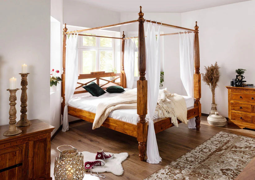 carved sheesham poster beds