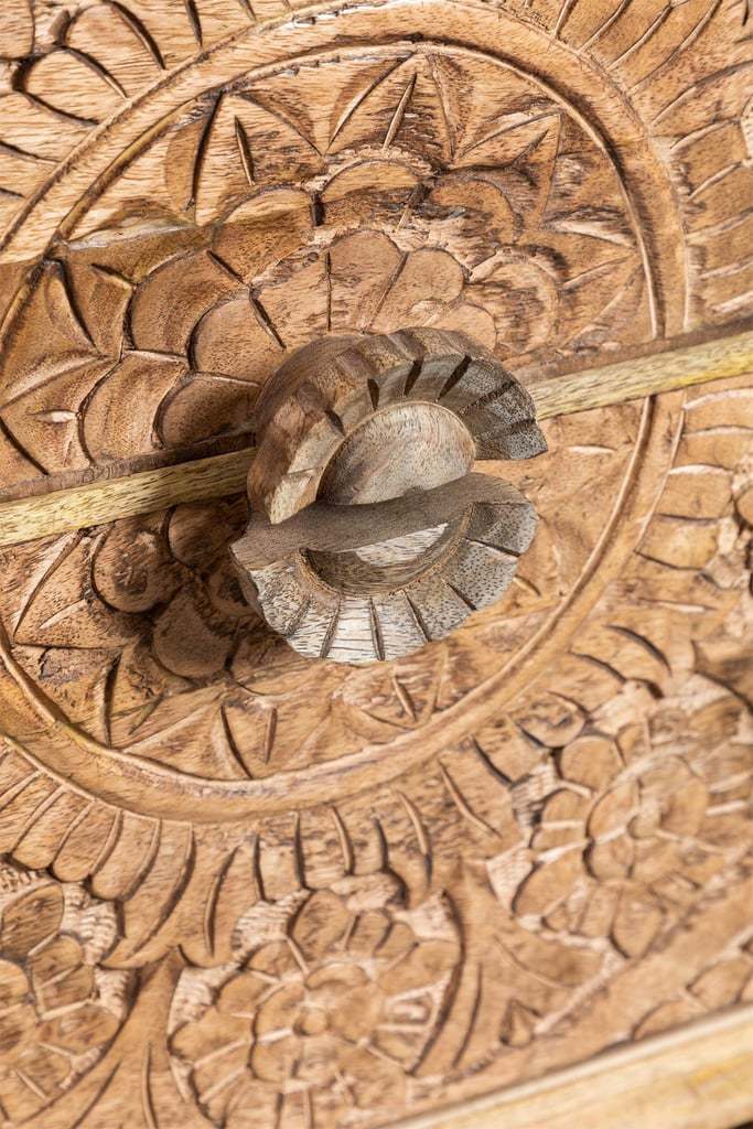 carved wood bedside