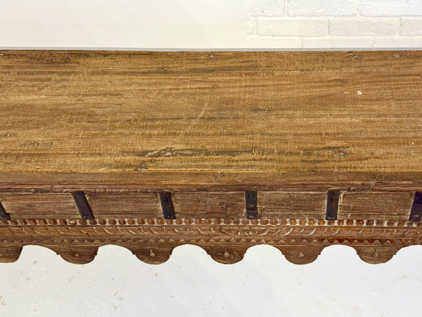 carved wooden bench