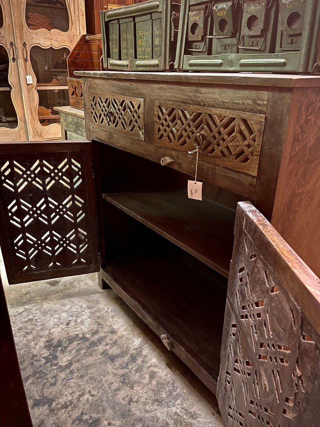 carved wooden cabinets