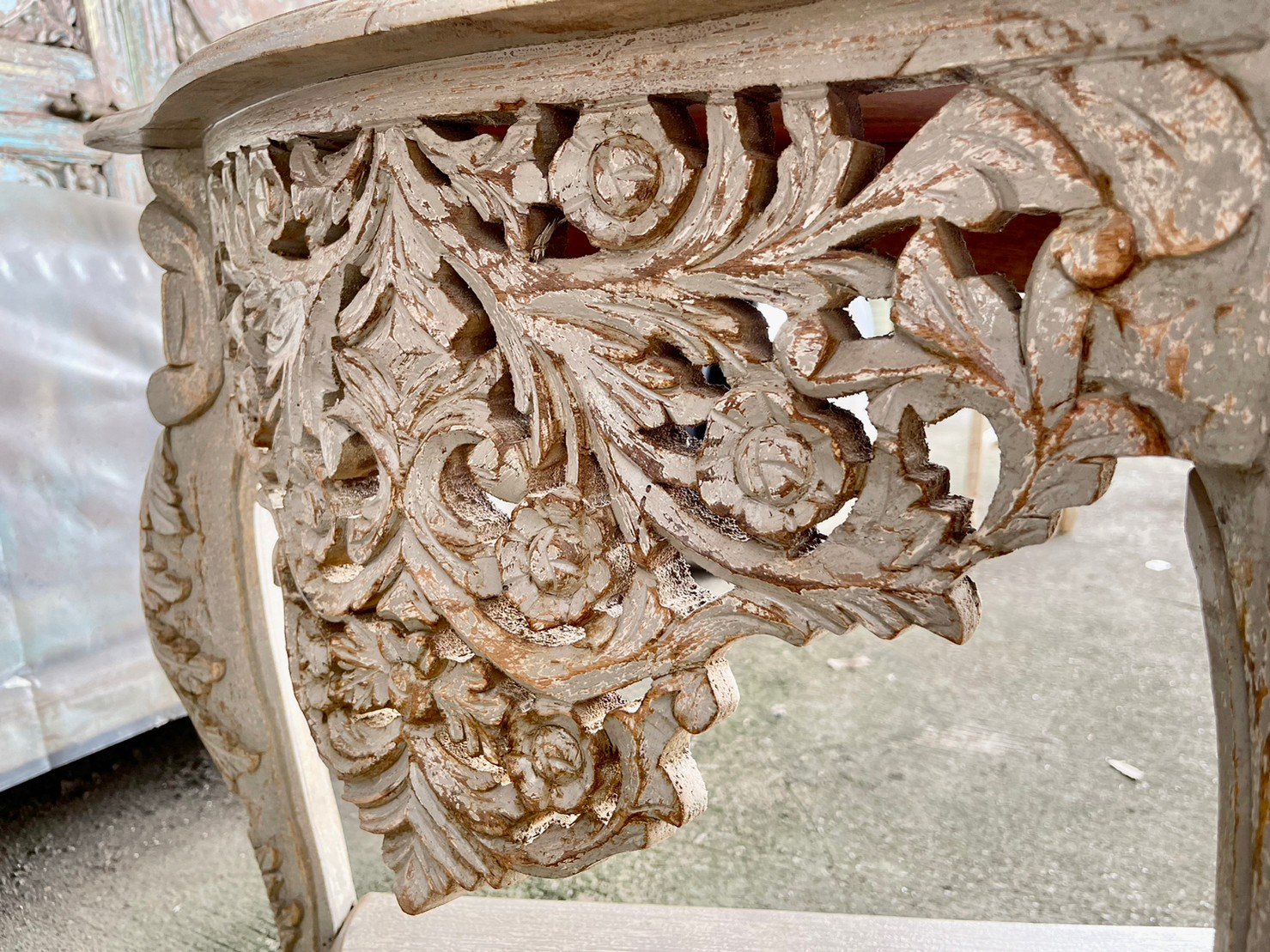 carved wooden table