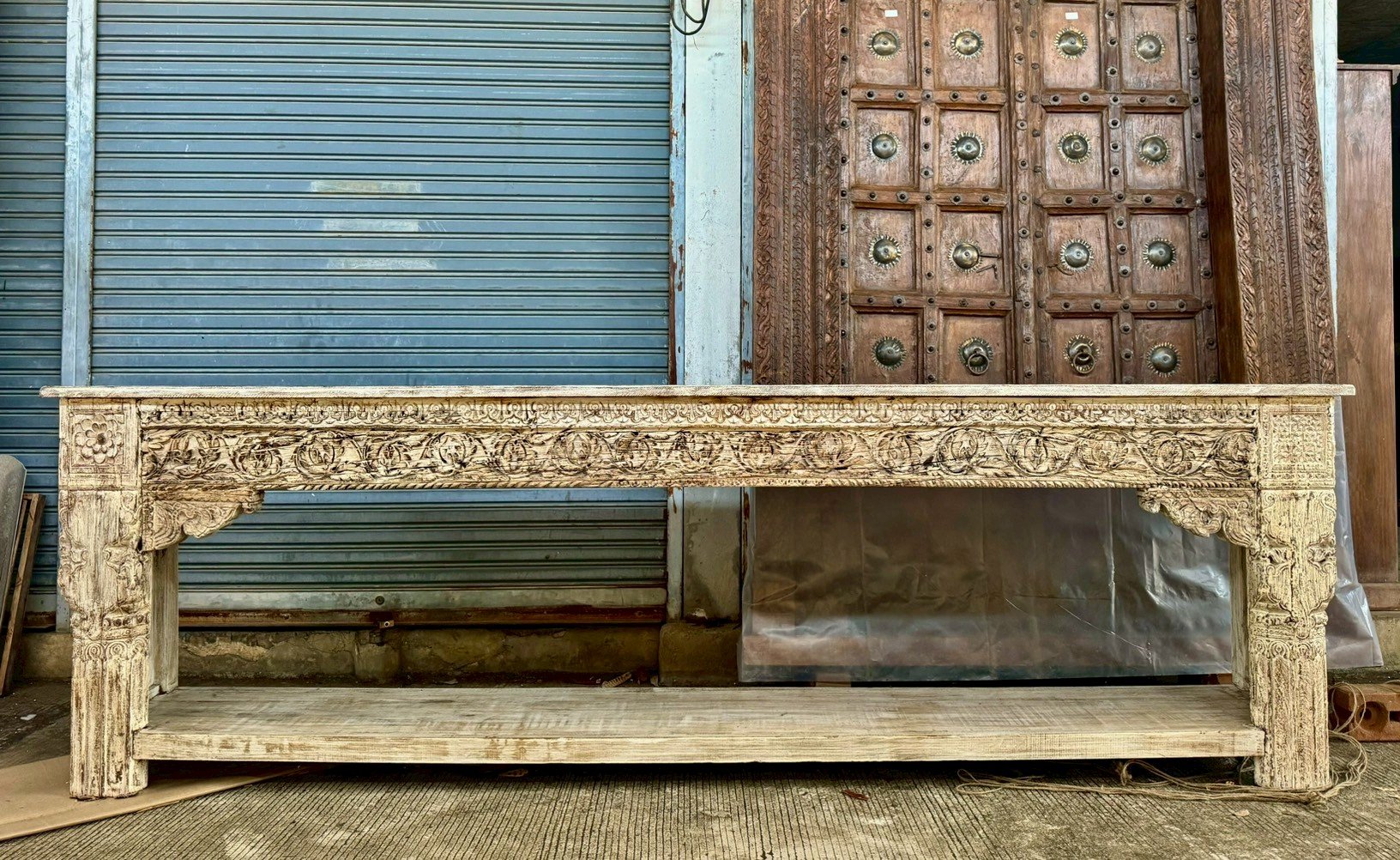 carving long console table