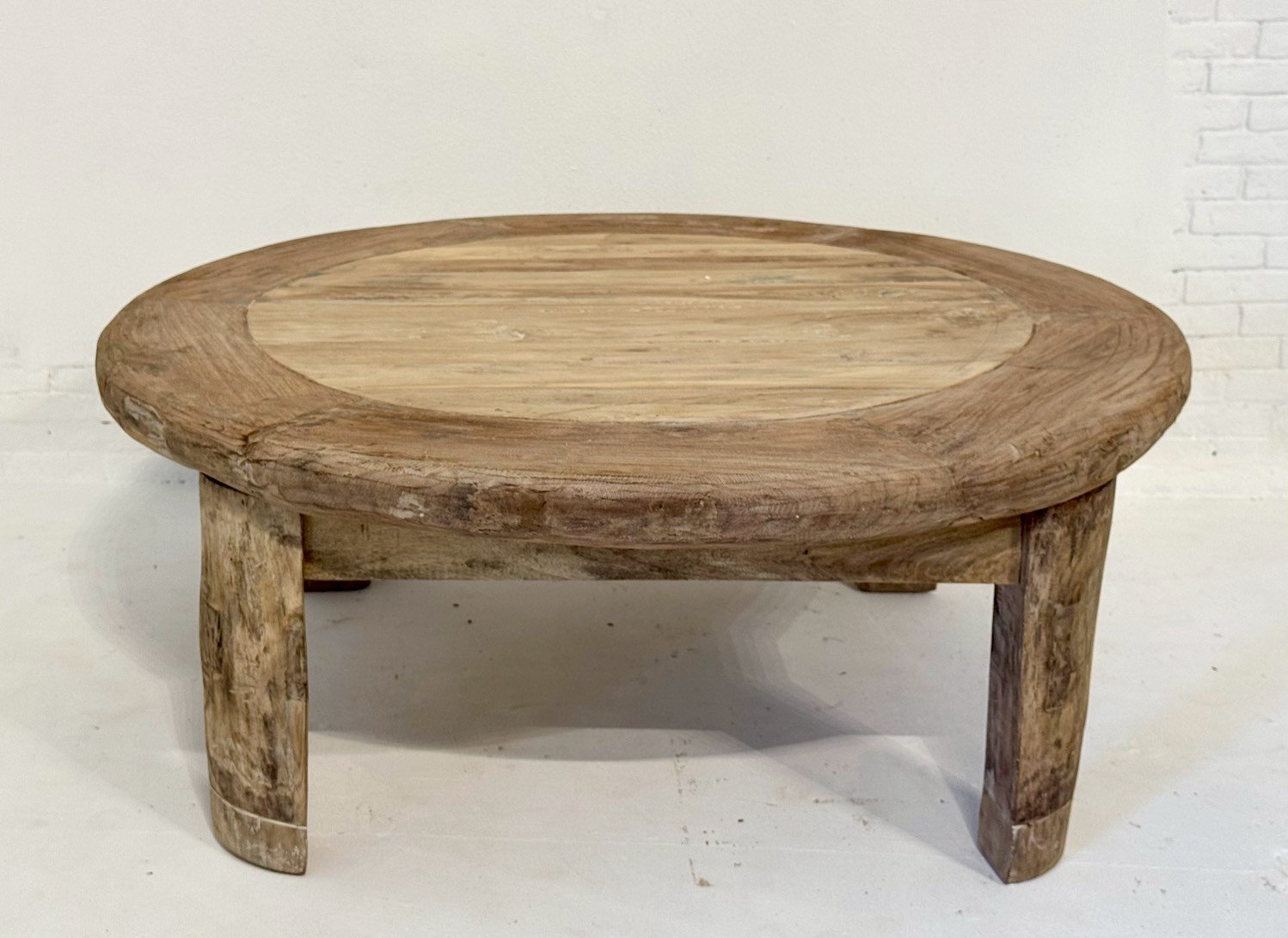 circular wooden coffee table