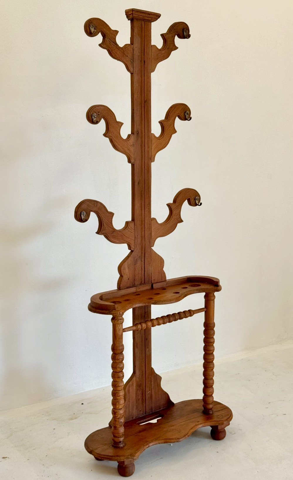 Coat Rack With Umbrella Stand – Solid Wood Entryway Hall Tree W76 x D32 x 194 cm - RIVO HOMES