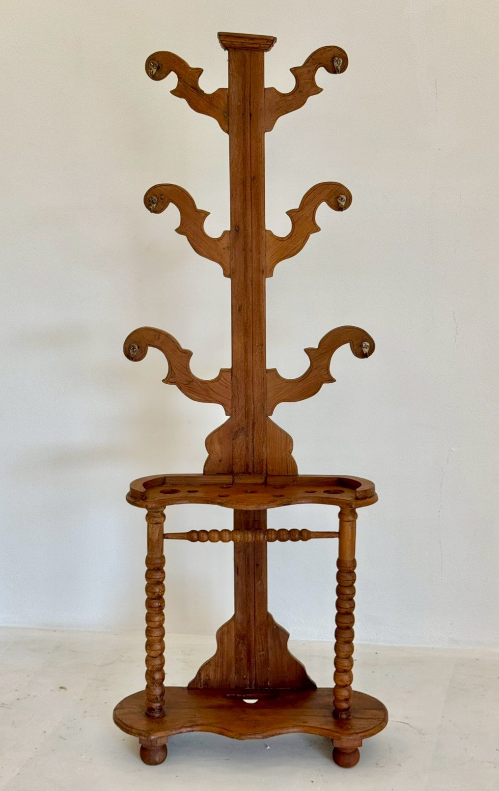 Coat Rack With Umbrella Stand – Solid Wood Entryway Hall Tree W76 x D32 x 194 cm - RIVO HOMES