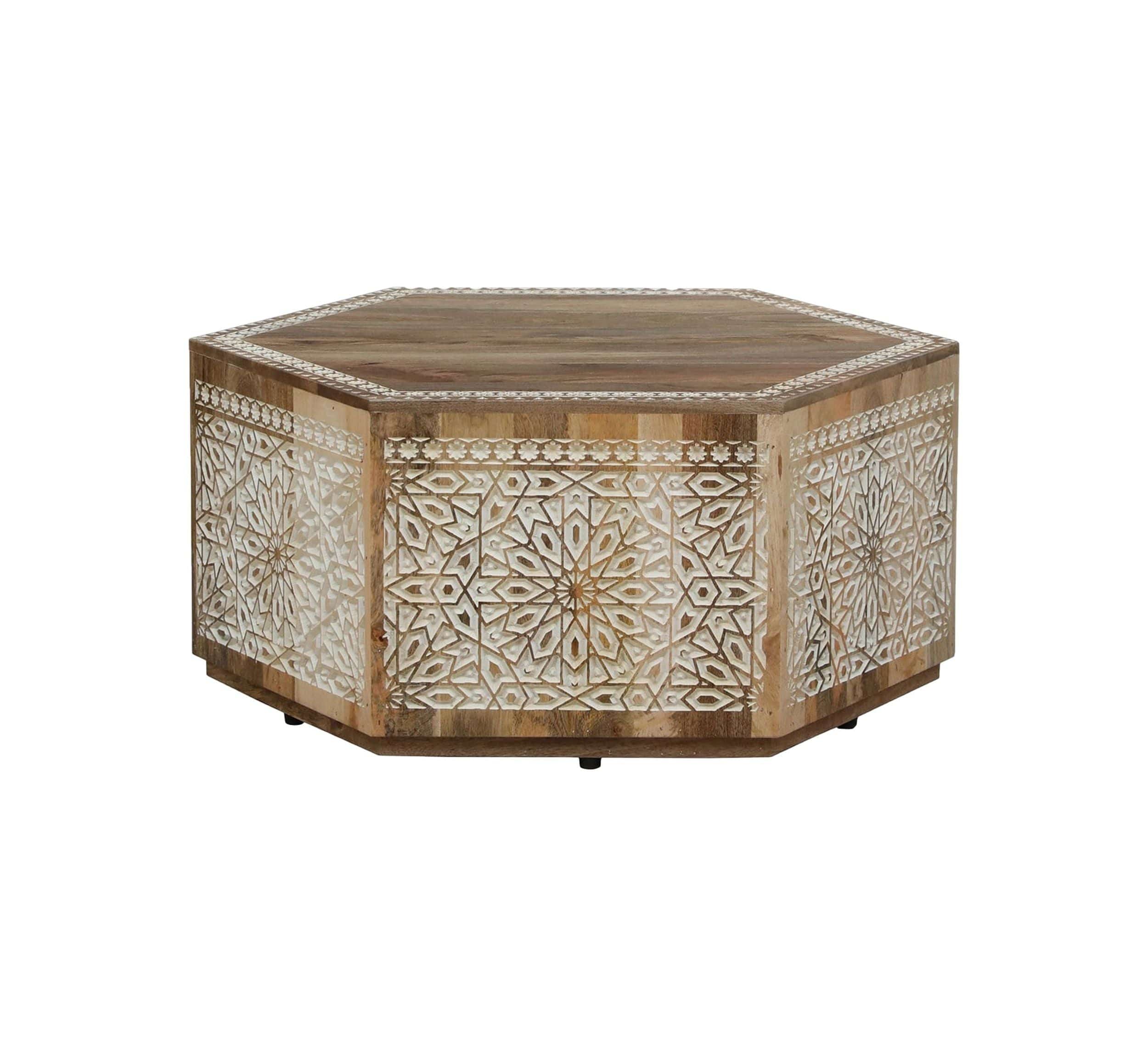 CottageBliss Farmhouse White Solid Mango Wood Center Table – 36" Square, Handcrafted by RIVO HOMES