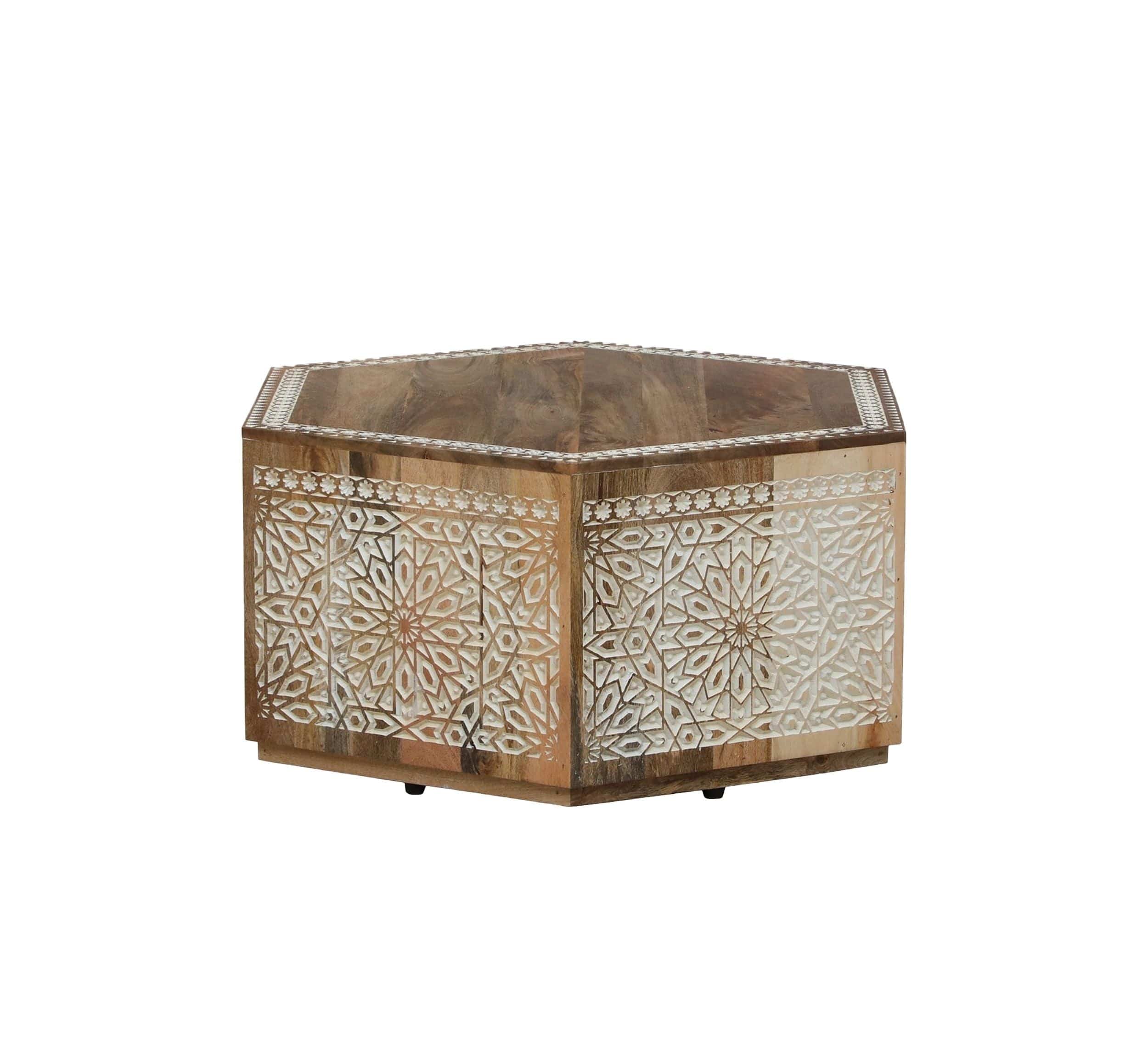 CottageBliss Farmhouse White Solid Mango Wood Center Table – 36" Square, Handcrafted by RIVO HOMES