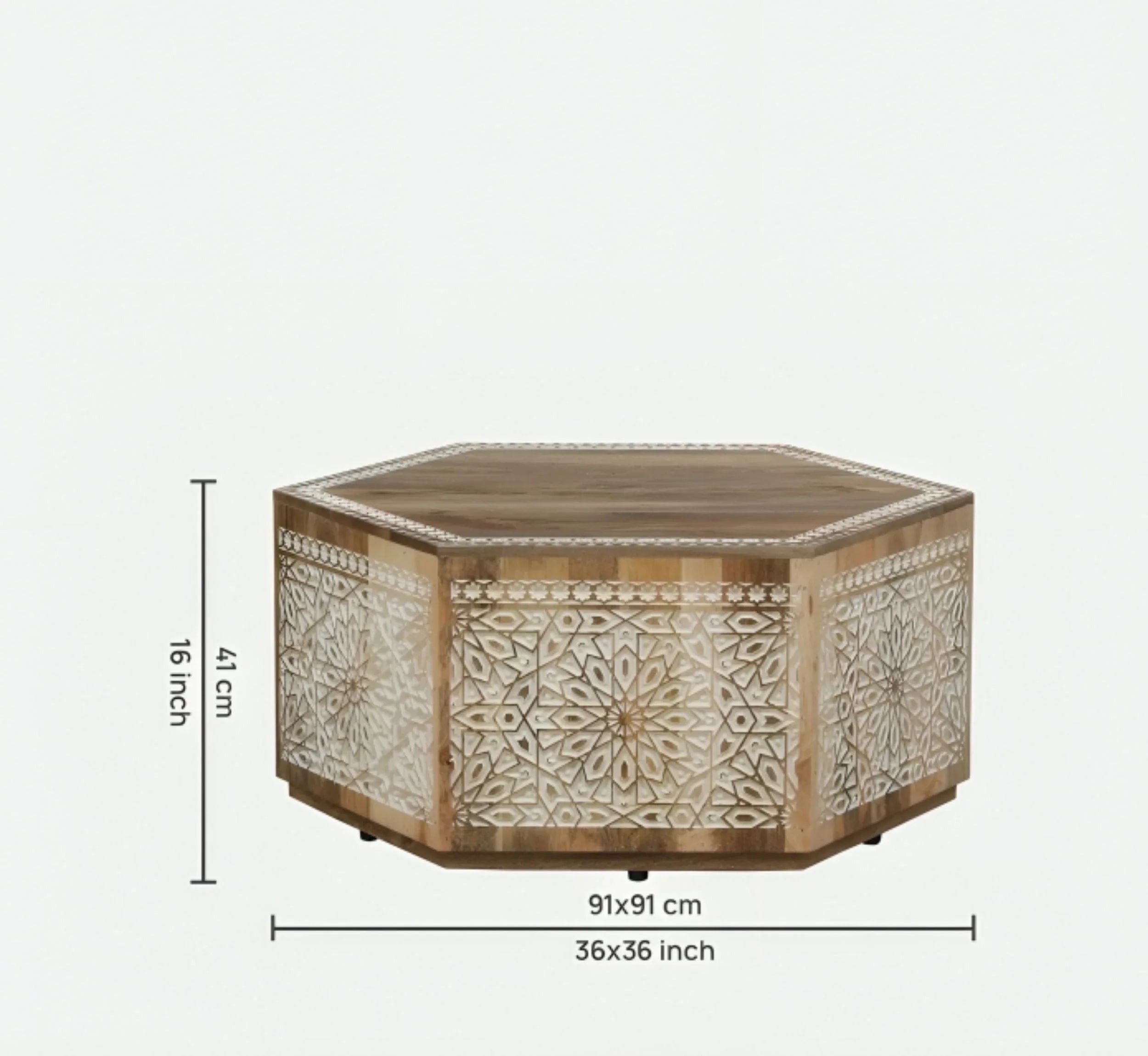 CottageBliss Farmhouse White Solid Mango Wood Center Table – 36" Square, Handcrafted by RIVO HOMES