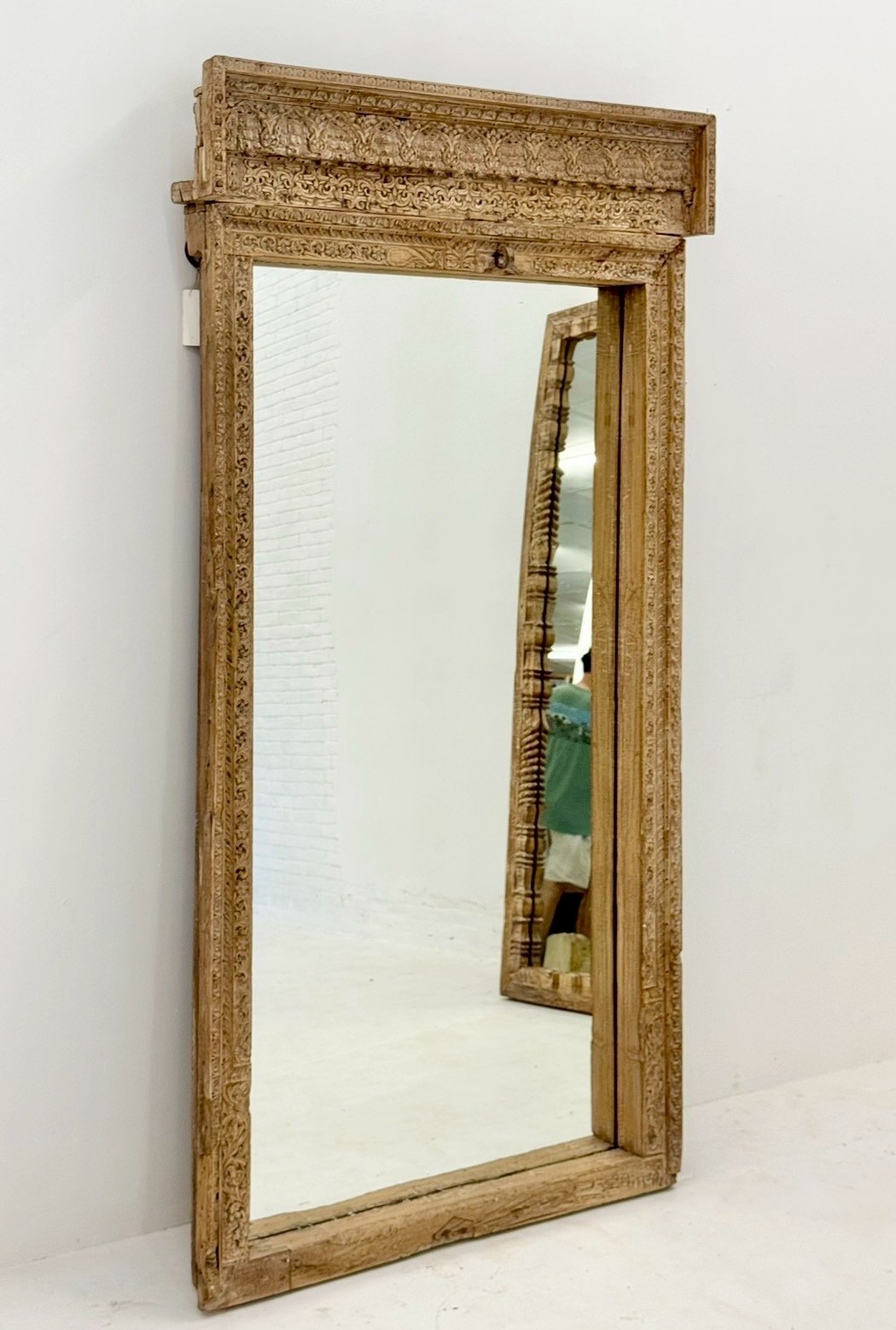 Corbel Antique Mirror – Large Size Mirror with Architectural Rustic Frame W100 x D14 x H190 cm - RIVO HOMES