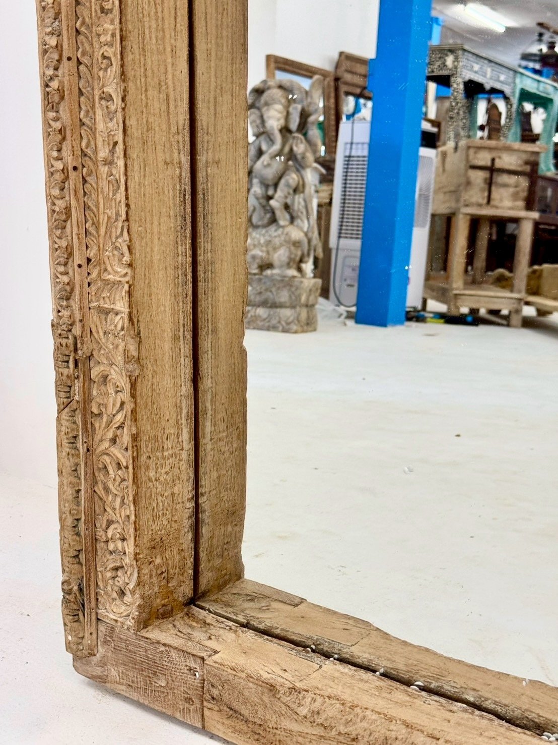 Corbel Antique Mirror – Large Size Mirror with Architectural Rustic Frame W100 x D14 x H190 cm - RIVO HOMES