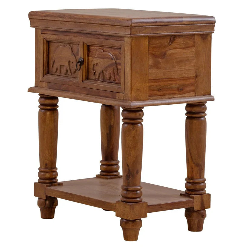 decorative honey finish bedside