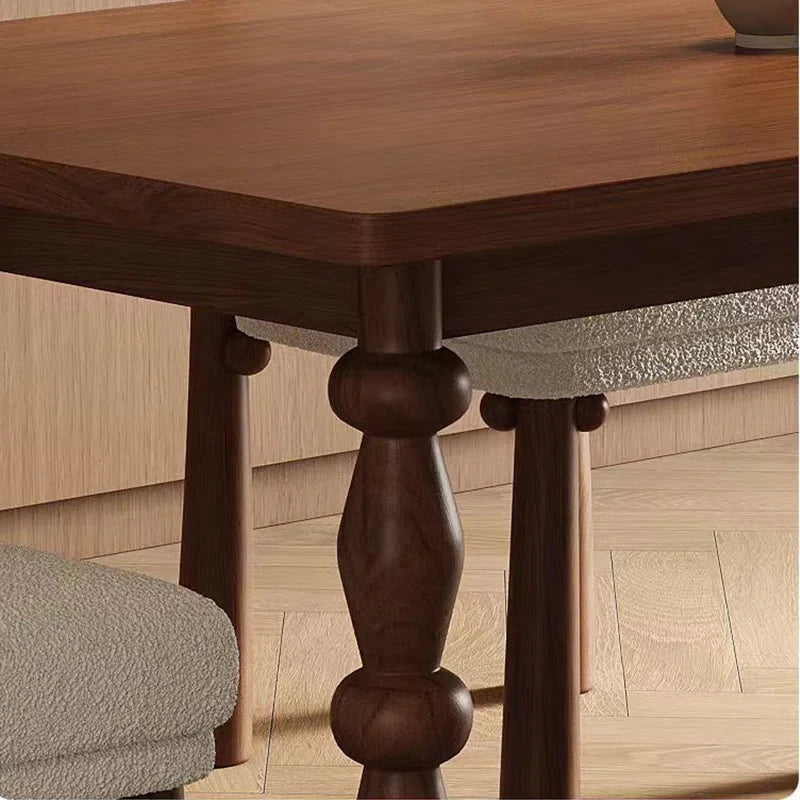 ModernaEra Mid Century Solid Wood Dining Set with Boucle Chairs – Versatile 4 & 6 Seater by RIVO HOMES