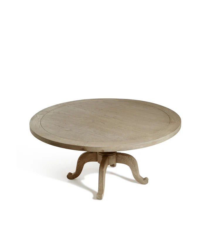 Oaklyn Crest Solid Wood 6-Seater Round Dining Table – Weathered Oak Finish by RIVO HOMES