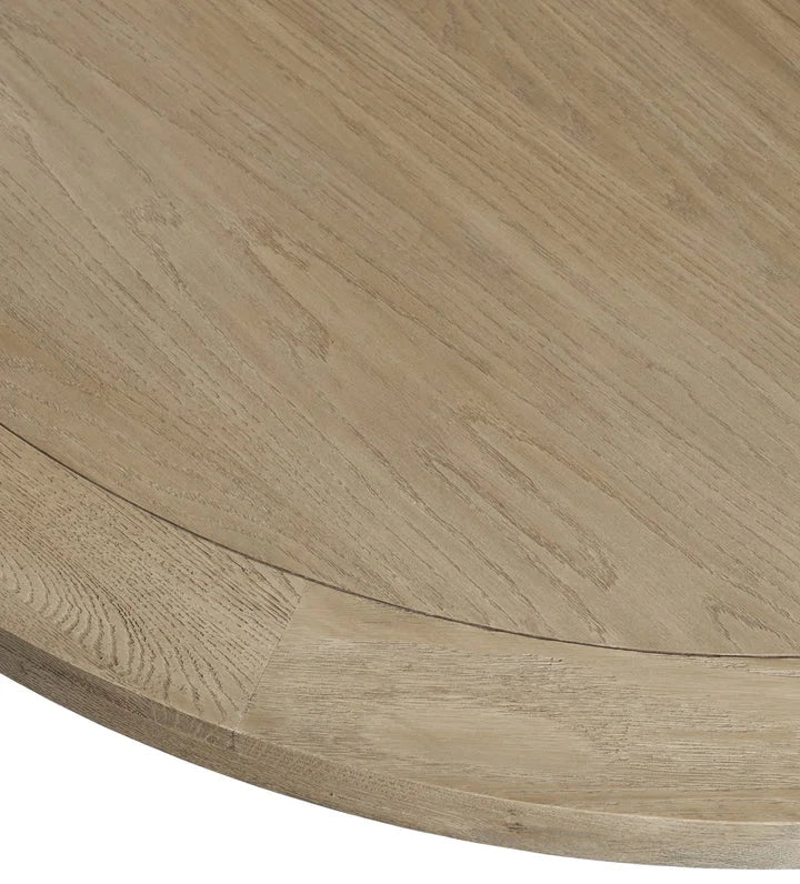 Oaklyn Crest Solid Wood 6-Seater Round Dining Table – Weathered Oak Finish by RIVO HOMES