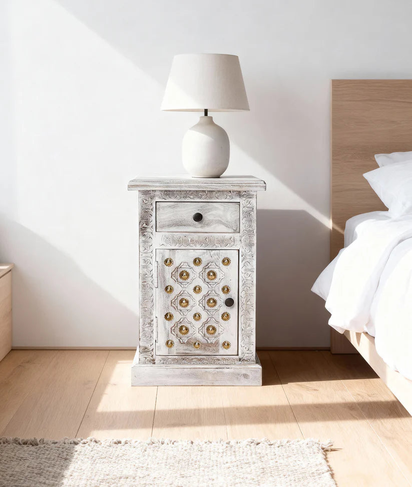  distress white bedside