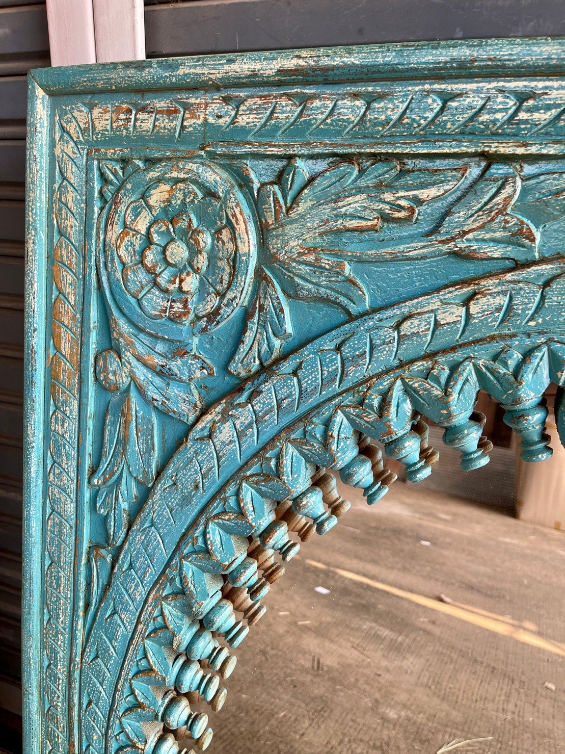 distressed blue mirror