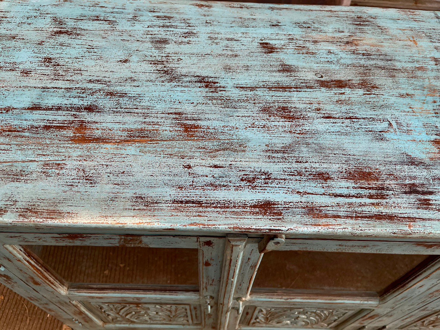 distressed blue sideboard
