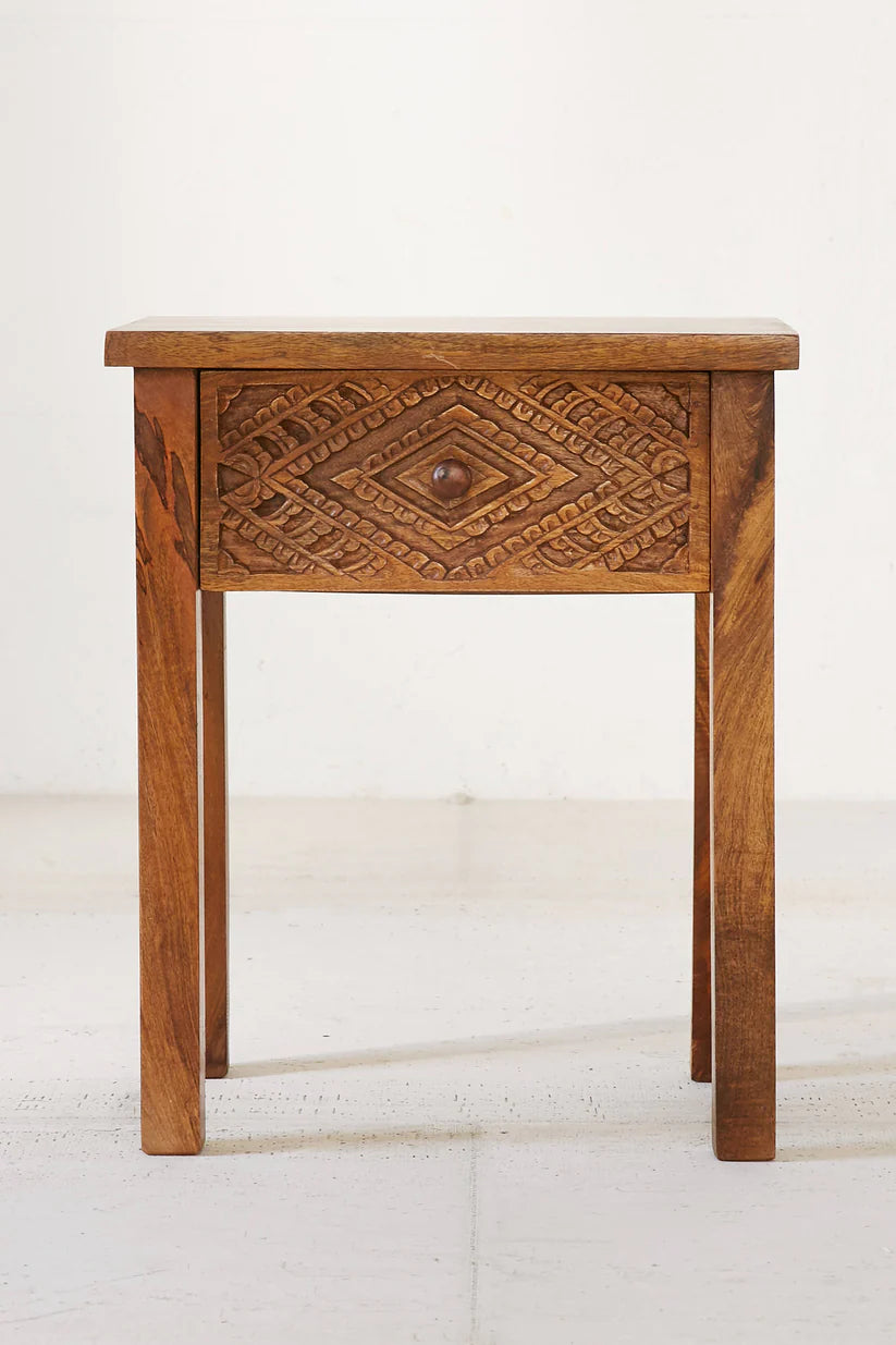 distressed ethnic nightstand