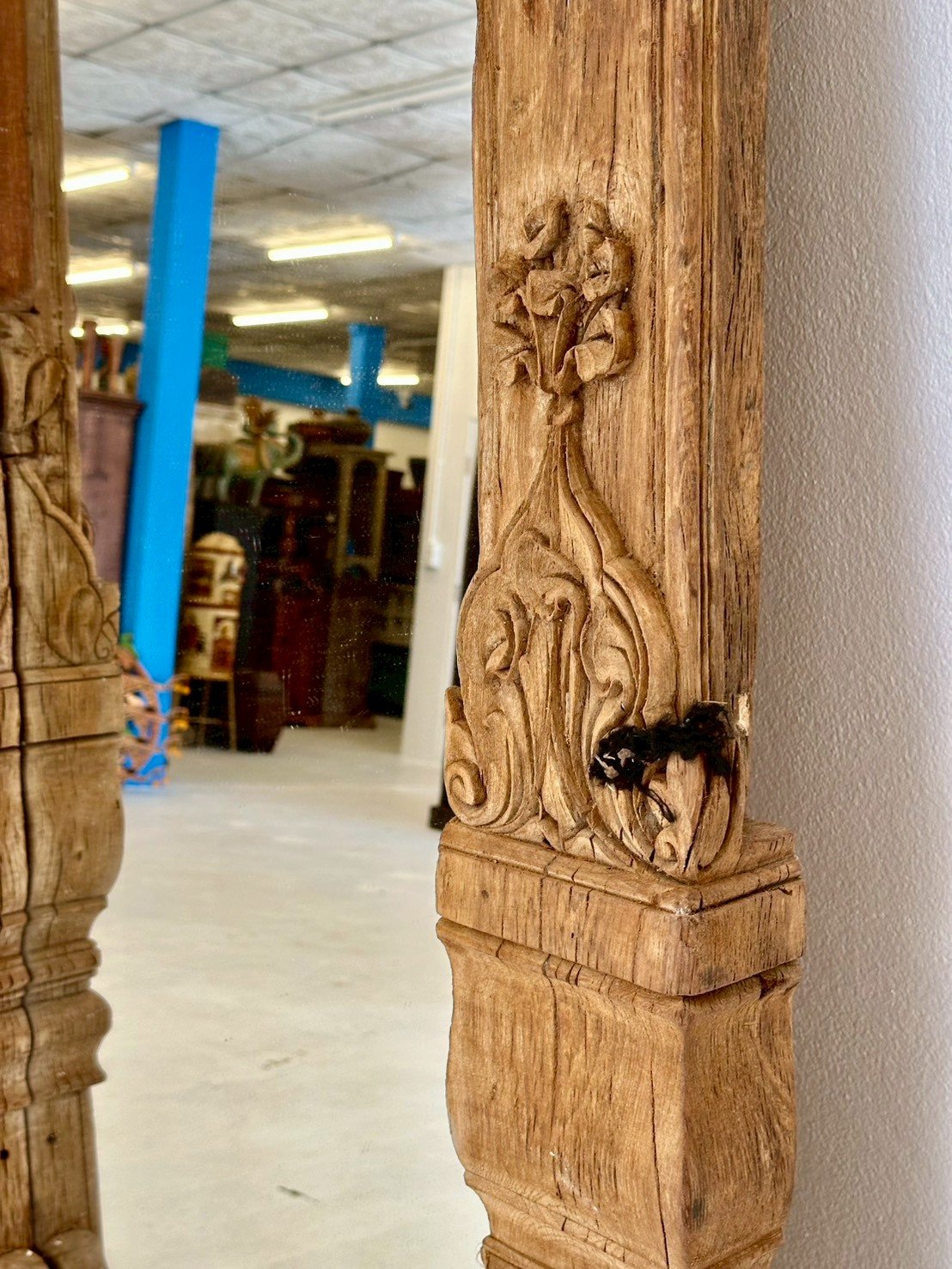 Double Frame Mirror – Large Mirror Frame with Hand-Carved Jali Wood Design W175 x D4 x H203 cm - RIVO HOMES