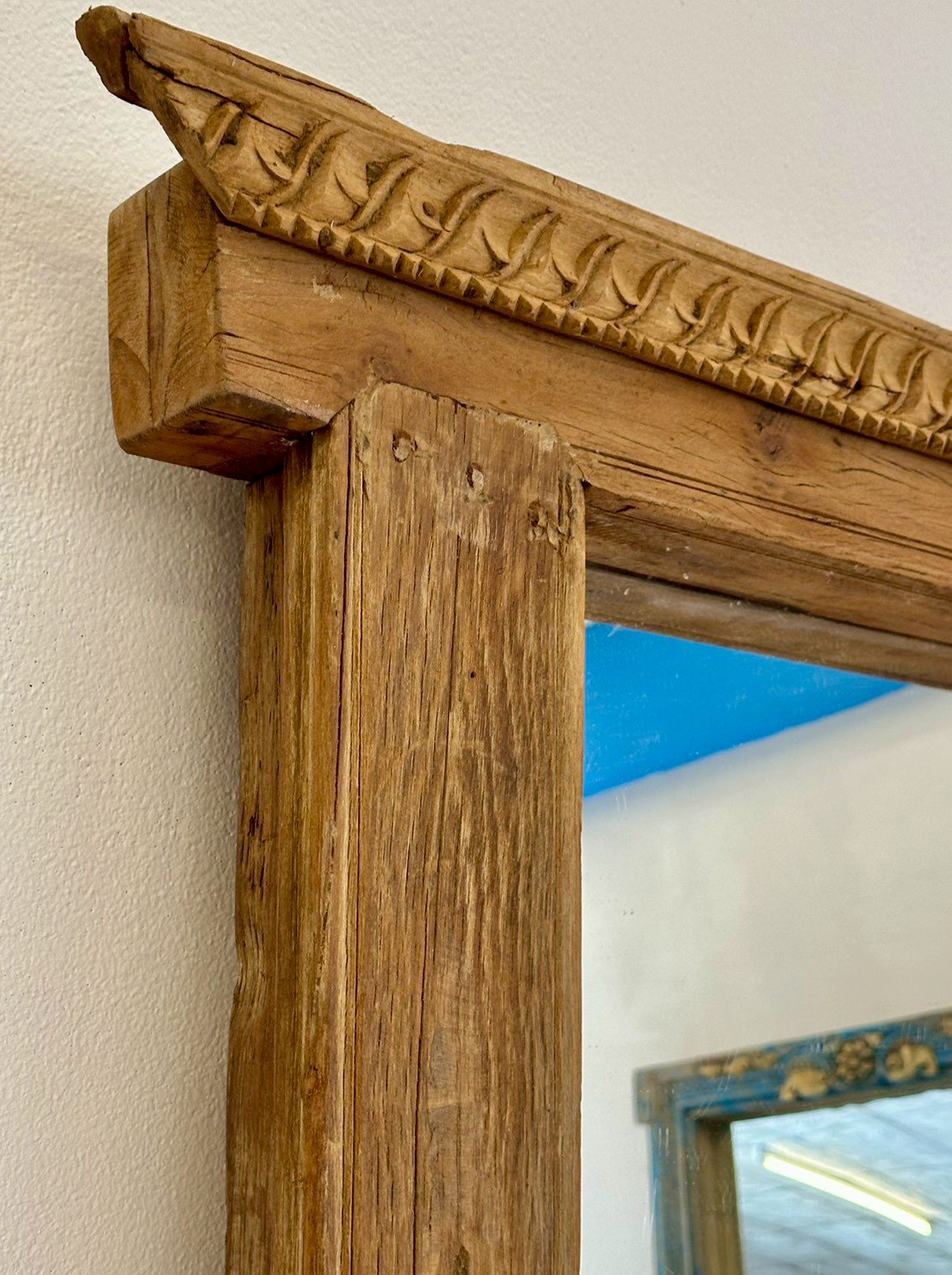 Double Frame Mirror – Large Mirror Frame with Hand-Carved Jali Wood Design W175 x D4 x H203 cm - RIVO HOMES