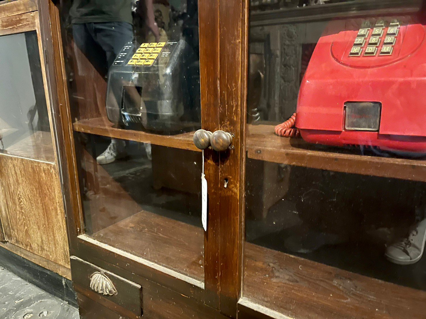 Double Glass Panel Doors Cabinet – Wooden Cabinets with Glass W75 x D30 x H83 cm - RIVO HOMES
