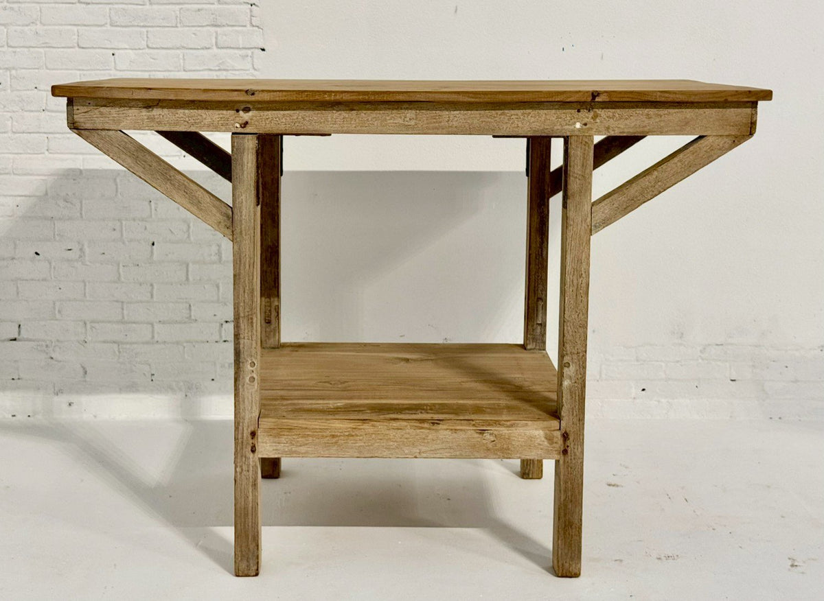 Drop Shelf Table – Designer Table with Architectural Strut Base and Lower Shelf W105 x D55 x H77 cm - RIVO HOMES
