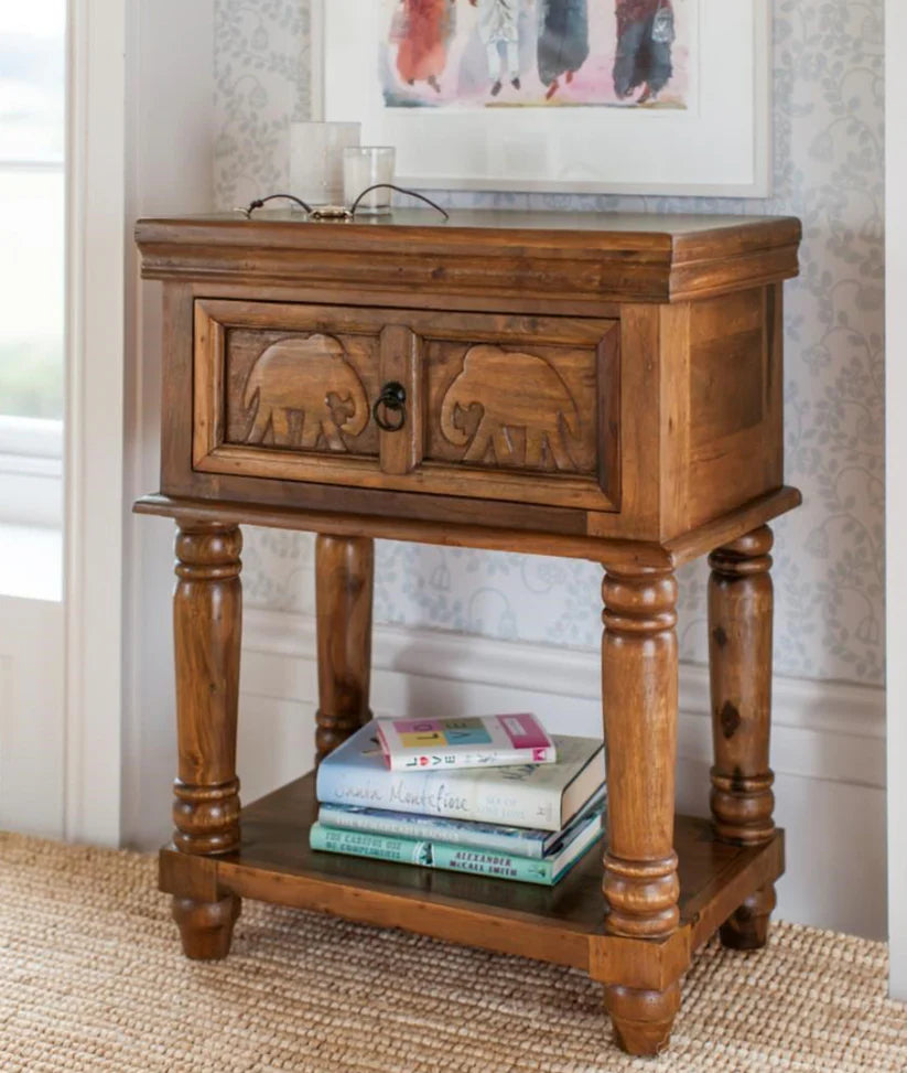  elephant carved sheesham table
