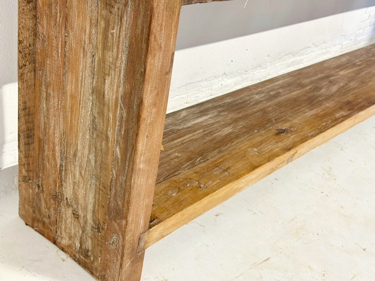 Extra Long Six Drawers Console Table – Large Storage Wooden Console Table with Rustic FinishW300 x D40 x H88 cm - RIVO HOMES