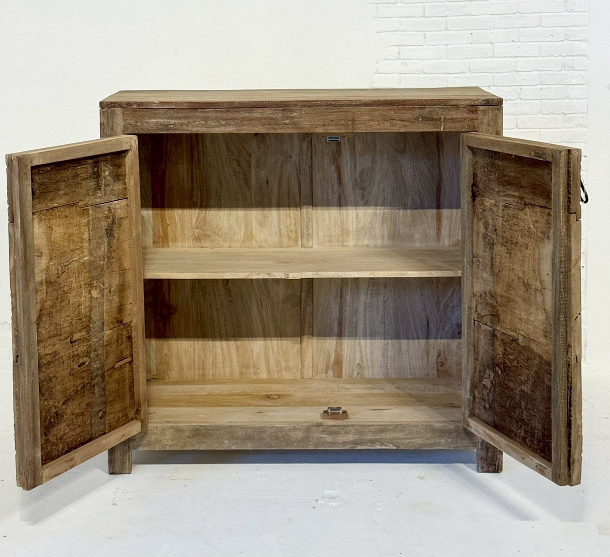 Faded Carved Doors Cabinet – Carved Storage Cabinet W102 x D41 x H98 cm - RIVO HOMES