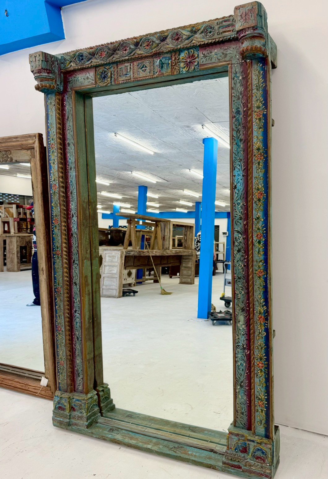 Floor Standing Wooden Frame Mirror – Large Frame Mirror with Painted Finish ( without mirror) W147 x D27 x H235 cm - RIVO HOMES