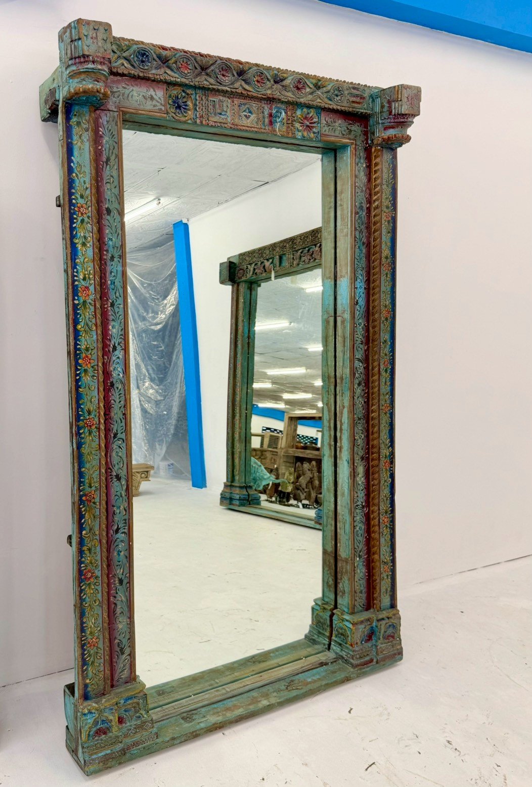 Floor Standing Wooden Frame Mirror – Large Frame Mirror with Painted Finish ( without mirror) W147 x D27 x H235 cm - RIVO HOMES