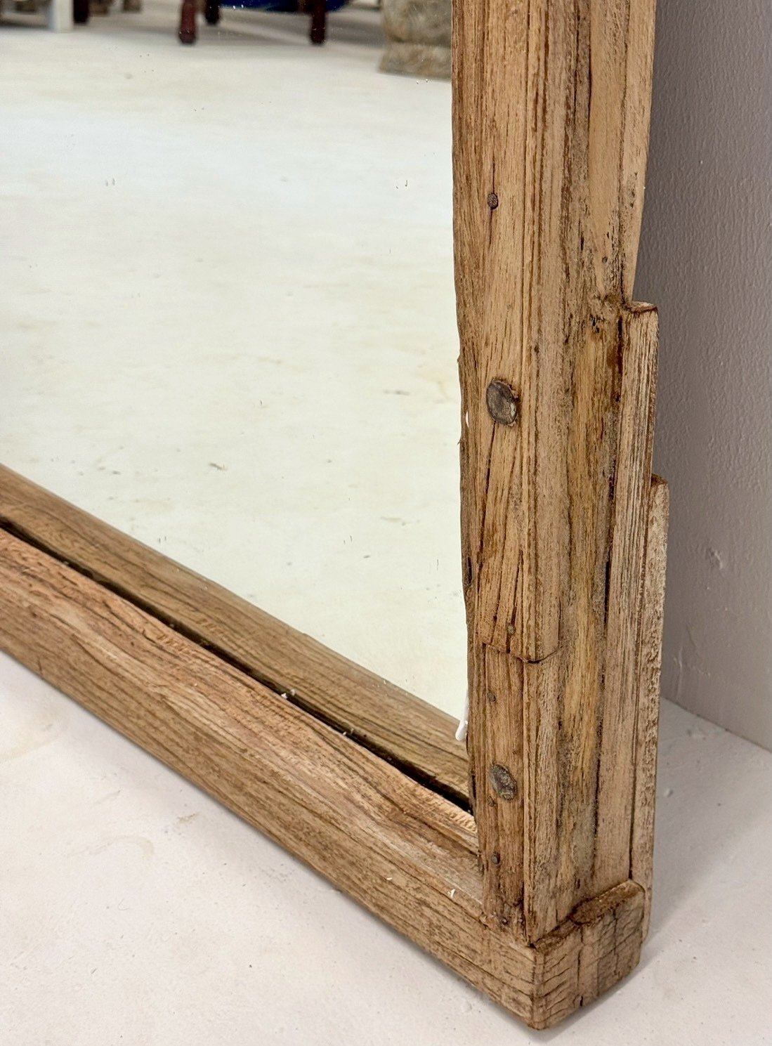 Full Length Wood Carved Frame Mirror – Rustic Long Frame Mirror with Vintage Detail - RIVO HOMES