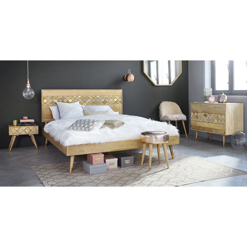 geometric headboard bed