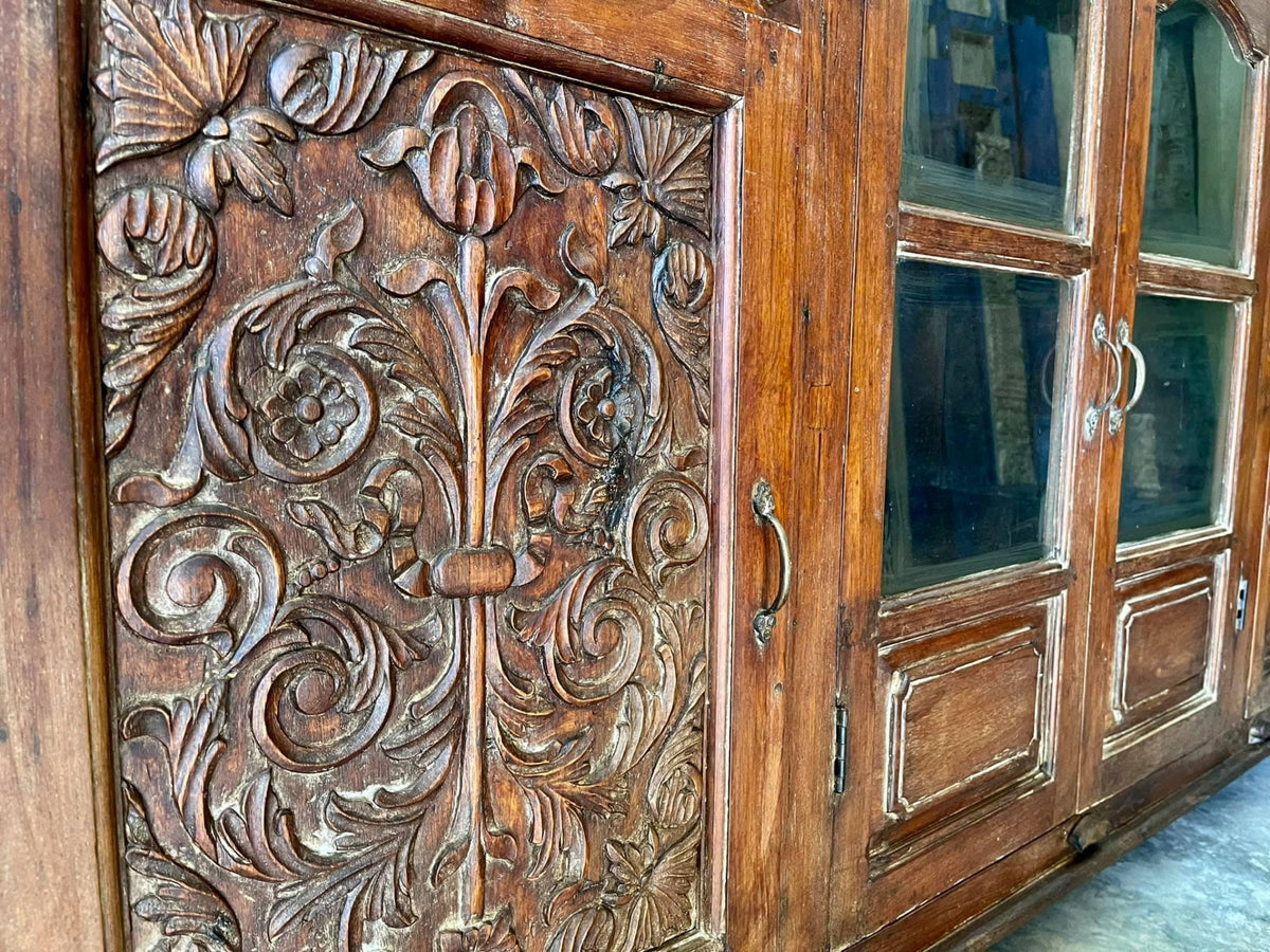 glass door dining credenza
