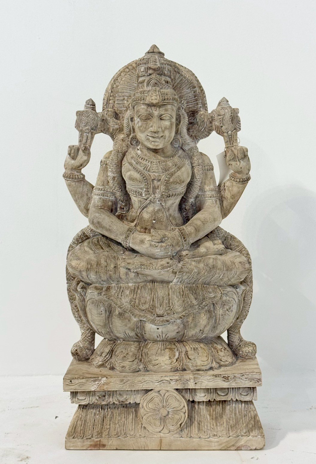 Goddess Laxmi Hand Carved Statue – Wooden Idols for Home Mandir - RIVO HOMES