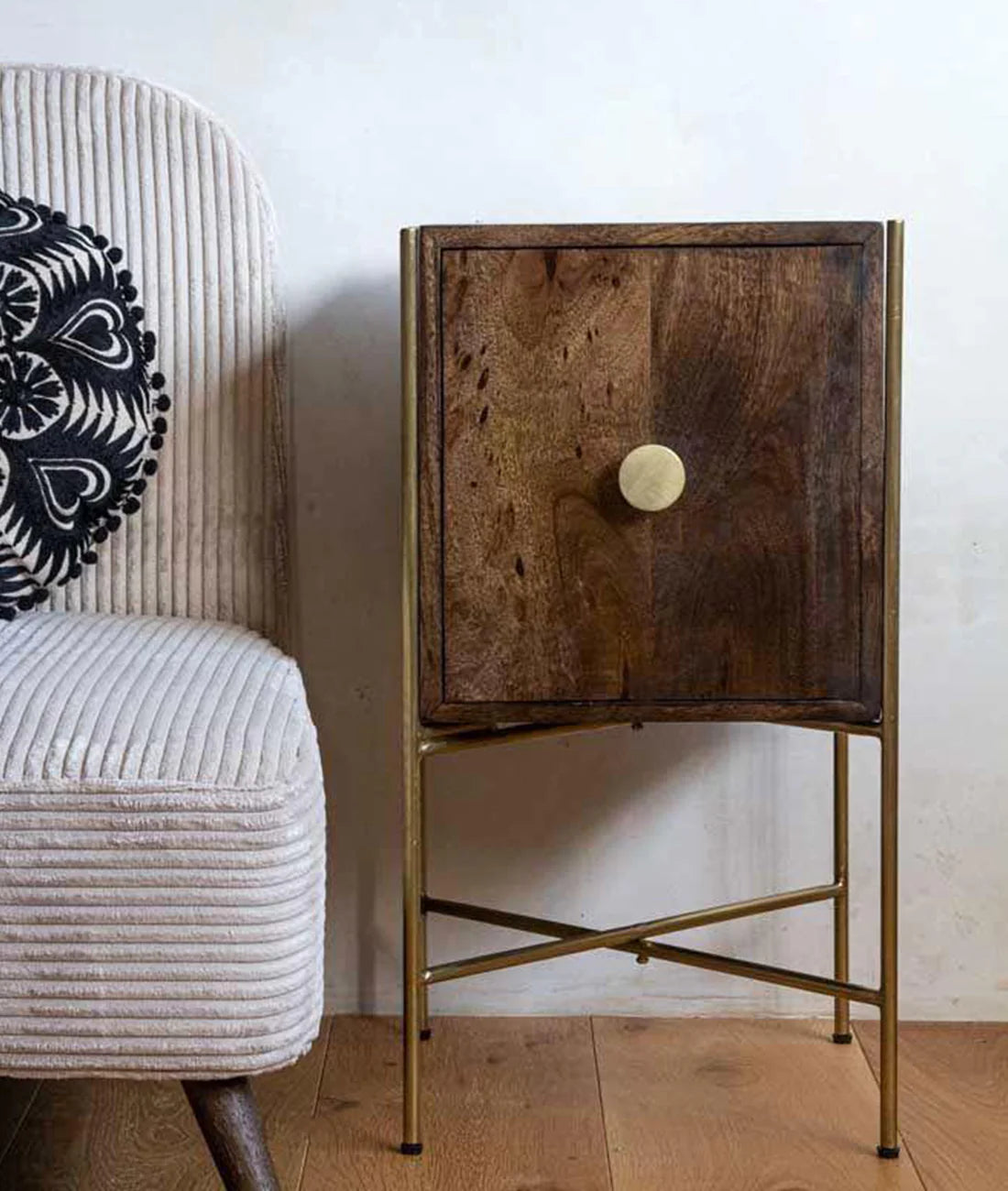 gold 2-door bedside table