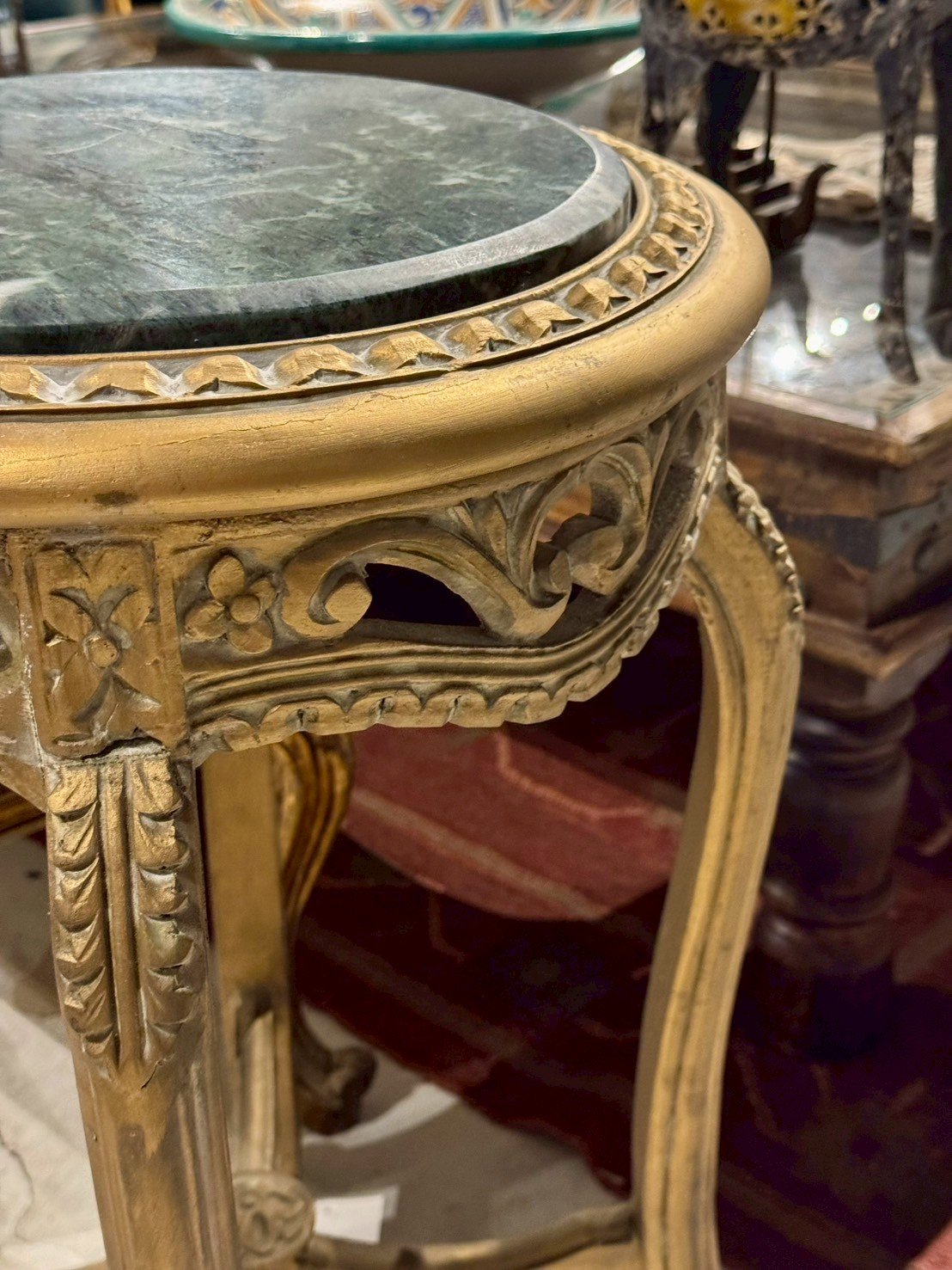green marble table