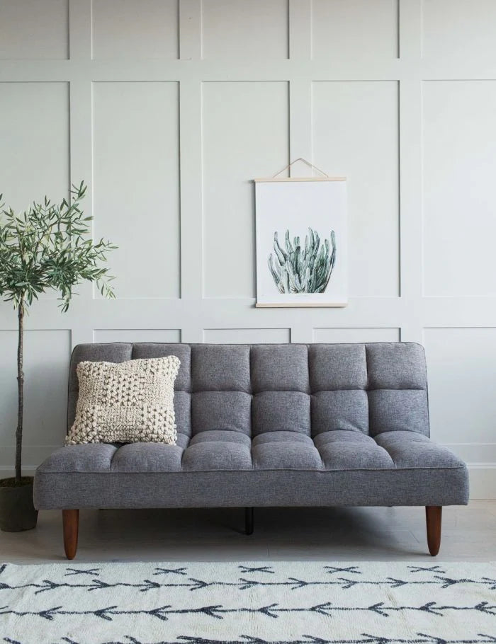 grey linen mango wood sofa bed