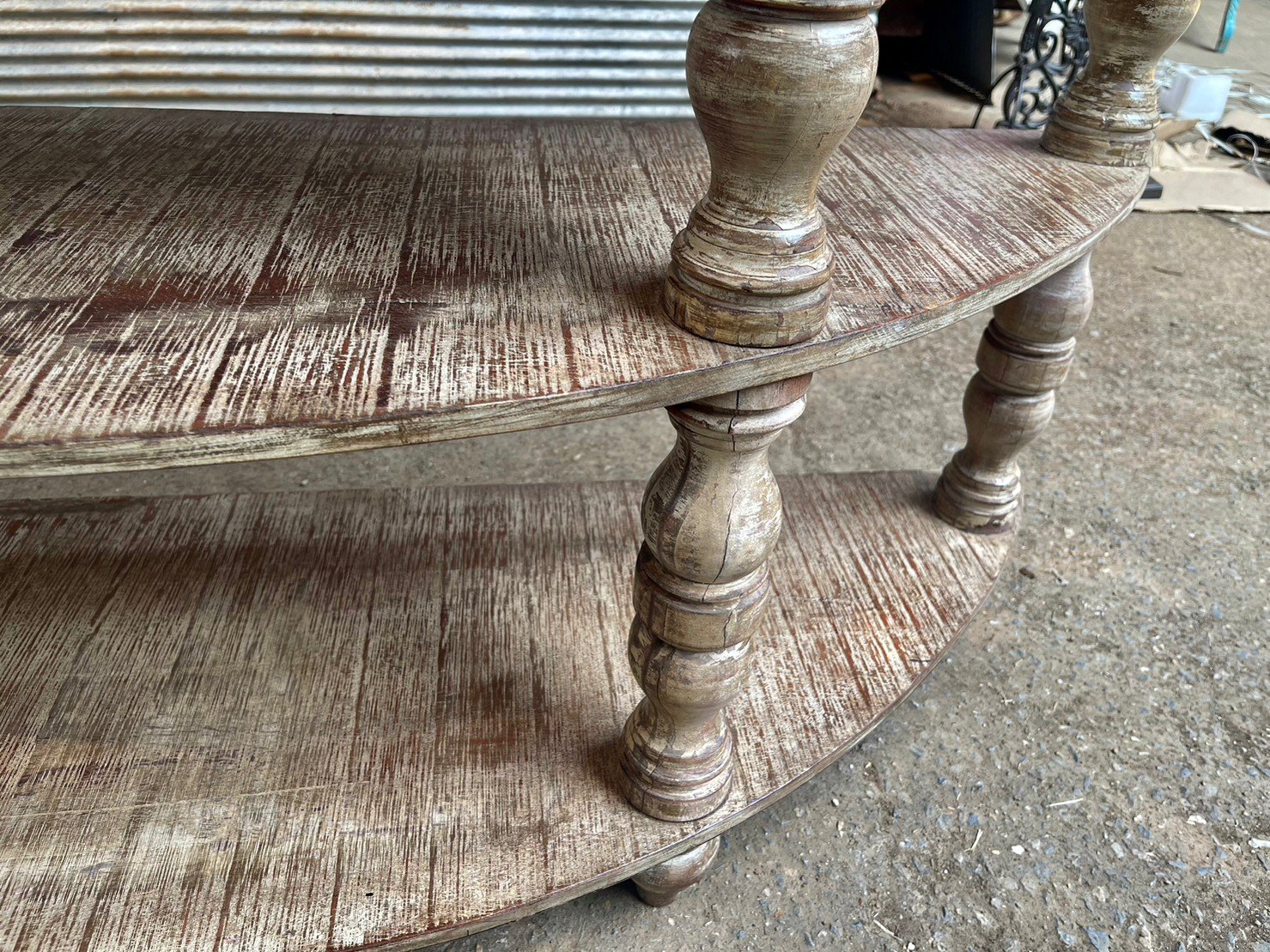 half moon display table