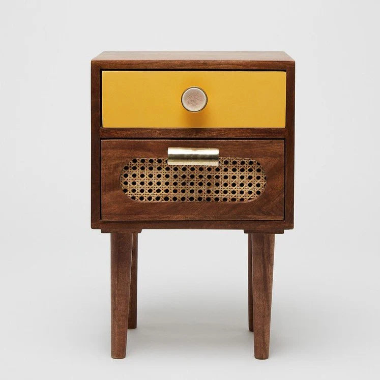 hand-woven bedside storage
