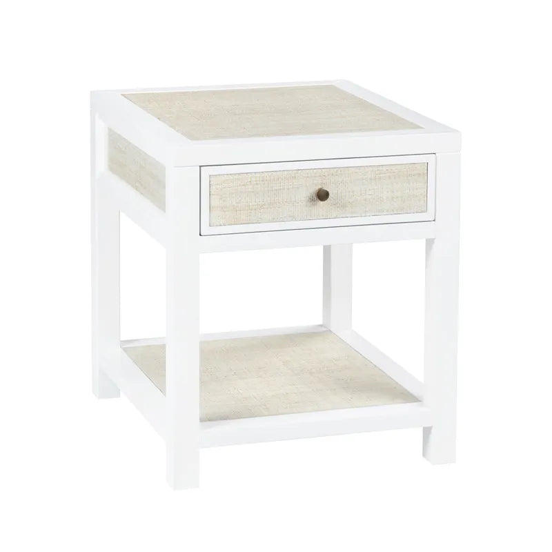 hand-woven rattan shelf table