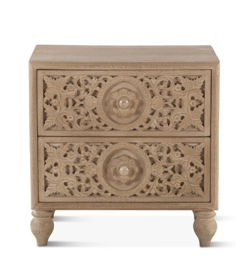 hand carved bedside table