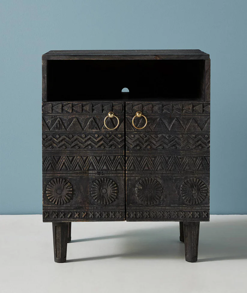 hand carved mango wood bedside 