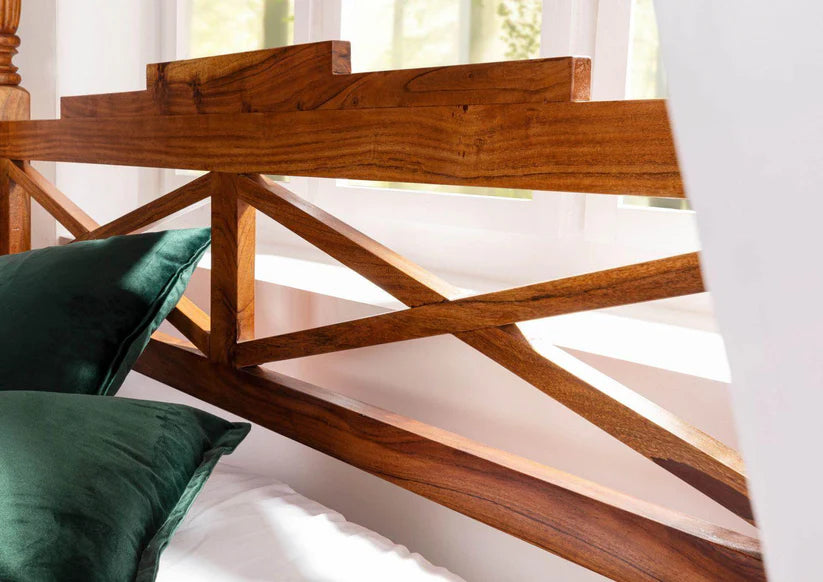 hand carved sheesham poster bed