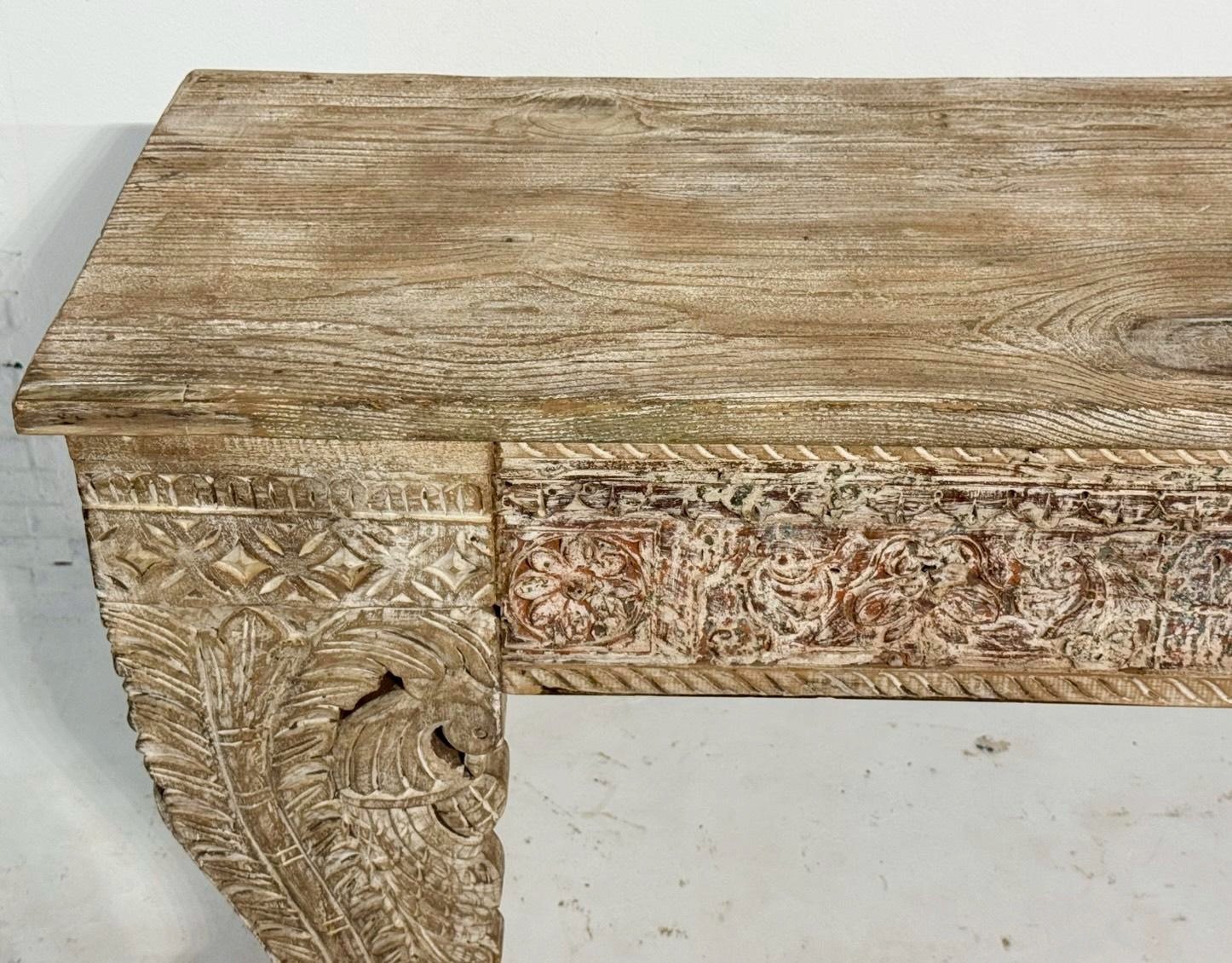 handcarving wooden console table
