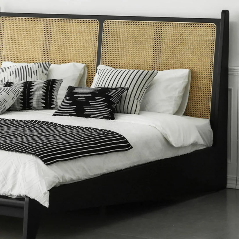 handwoven rattan bed